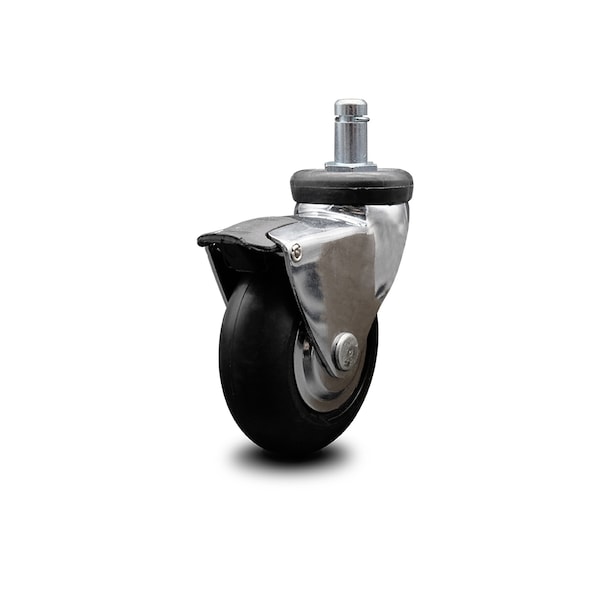 3 Inch Chrome Hooded Neoprene Rubber 7/8 Inch Grip Ring Stem Caster with Brake